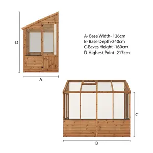 Mercia 8x4 Lean to greenhouse with Flap vent