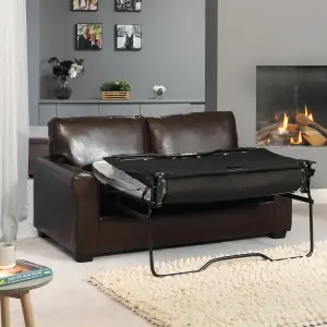 Lauderdale Bonded Leather 3 Seat Sofa with Pull Out Sofa Bed - Brown