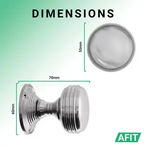 AFIT Lined Door Knobs Satin Chrome - 2 Pairs of Mortice Knobs (55mm) for Internal Doors