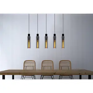 Lucide Orlando Modern Bar Pendant Light - 5xE27 - Smoke Grey