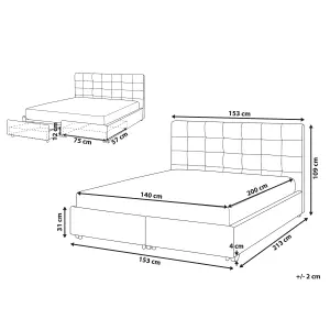 Fabric EU Double Size Bed with Storage Light Grey LA ROCHELLE