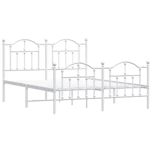 Berkfield Metal Bed Frame with Headboard and Footboard White 150x200 cm