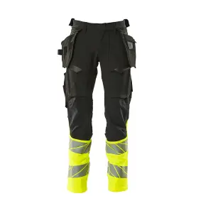 Mascot Accelerate Safe Trousers with Holster Pockets - Black/Hi-Vis Yellow   (50.5) (Leg Length - Regular)