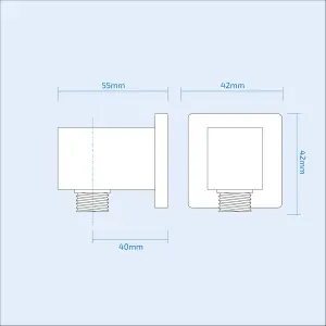 Nes Home Wall Outlet Square Elbow Hose Connector Chrome