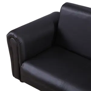 HOMCOM Kids Sofa 2 Seater Childrens Armchair Furniture Bedroom Playroom Black