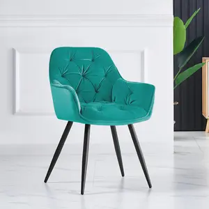 Irie Single Velvet Upholstered Dining Chair with Arm Turquoise