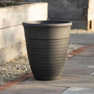 Primrose Tall Round Flower Plant Pot Planter in Grey Stone Effect Medium 57cm