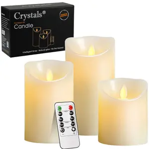 3PC Flameless LED Candles Real Wax, White Lights with Remote for Home Décor