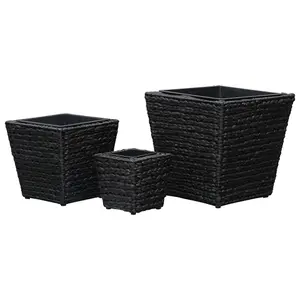 Berkfield Garden Raised Beds 3 pcs Water Hyacinth Black