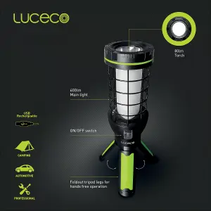 Luceco Multi-Functional Cage Rechargeable 360 Degree Worklight 600LM 6500K - USB Charged