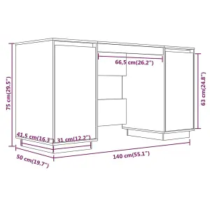 Berkfield Desk 140x50x75 cm Solid Wood Pine