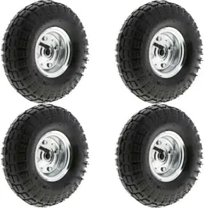 2 x 10" Pneumatic Tyre 5.2/7.5-4, 370x55 mm Replacement Wheel for Wheelbarrow Sack Truck Hand Trolley Cart, Black Tyres