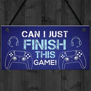 Red Ocean Finish This Game - Gaming Accessories - Hanging Games Room Boys Bedroom Signs - Gamer Gifts For Son Brother