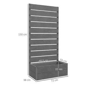 Outsunny Raised Garden Bed with Trellis and Drainage Hole, Planter Box, Grey