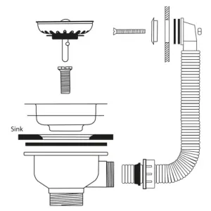 Liquida SWO2MB Matt Black Kitchen Sink Basket Strainer Waste With Overflow