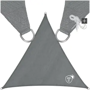 Shade Sail - triangular with UV protection 50+, water-repellent, grey - 500 x 500 x 500 cm