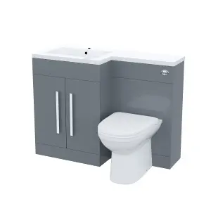 Nes Home Aric 1100mm Left Hand Grey Basin Combination Vanity Unit - Melbourne Back To Wall Toilet