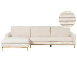 Right-Hand Corner Sofa SIGGARD Light Beige Corduroy Right Hand