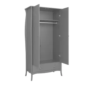 Lautner Contemporary Satin grey MDF & pine 1 Drawer Double Wardrobe (H)1920mm (W)965mm (D)450mm