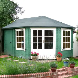 Shire Leygrove 10x14 ft Toughened glass & 2 windows Apex Wooden Cabin