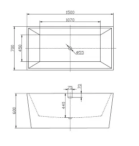 Bergen White Acrylic Rectangular Freestanding Bath (L)1500mm (W)700mm