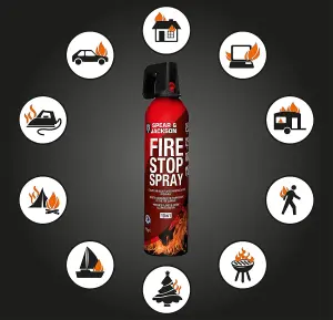 Spear and Jackson - 2 x 750g Fire Stop Spray - For Home, Kitchen, Car, Caravan, Camping - 10 in 1 fire extinguisher - Non-toxic