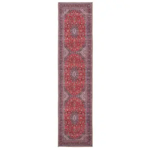 Red Navy Blue Persian Style Anti Slip Washable Runner Rug 60x240cm