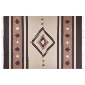 Cotton Kilim Rug 200 x 300 cm Beige and Brown ARAGATS