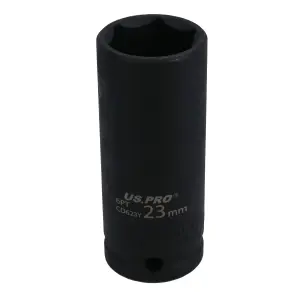 23mm 1/2" Drive Double deep Metric Impacted Impact Socket Single Hex 6 Sided