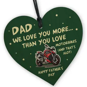 Red Ocean Funny Fathers Day Gift For Dad Biker Motorbike Sign Love You More Than Motorbikes Dad Gift From Daughter Son