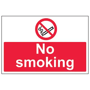 Prohibition No Smoking Warning Sign - Adhesive Vinyl - 400x300mm (x3)