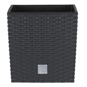 Plant Flower Pot Square Rattan Planter Inner Pot Garden Patio Home Large Anthracite 3L