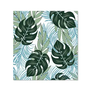 Tropical Pattern, Bright Plants, Flowers Premium Glass Kitchen Splashback W600mm x H600mm