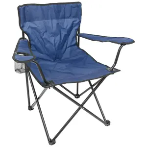 Harbour Housewares Folding Canvas Camping Chairs - Matt Black/Navy - Pack of 2