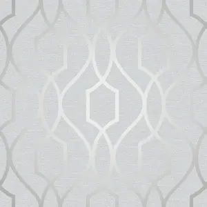 Apex Geometric Trellis Wallpaper Stone and Silver Fine Decor FD41995