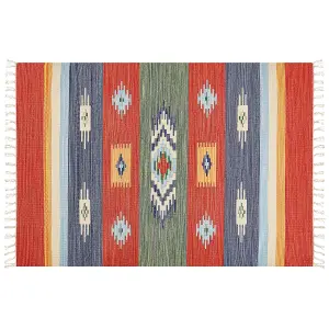 Cotton Kilim Area Rug 140 x 200 cm Multicolour KAMARIS