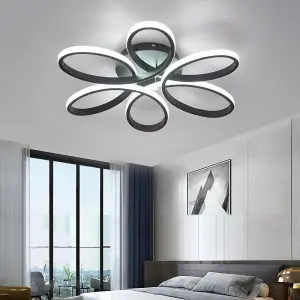 Black 58cm Circular Curved Shape Acrylic Semi Flush LED Cool White Ceiling Light Fixture