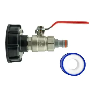 IBC Tank Cap Kit 2 Inch S60X6 with Lever Valve, Male Quick Connector and PTFE Tape for Durable Leak Proof Solution