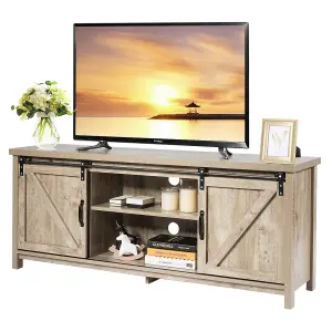 Costway Modern TV Cabinet for 60" Wooden Media Storage Shelves Stand W/ Cabinets