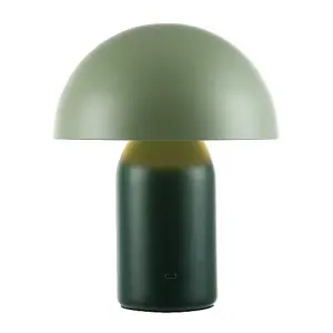 Modern Rechargeable Mushroom Table Lamp in Forest and Olive Green - Touch Dimmer