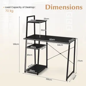 COSTWAY Home Office Desk Computer Desk PC Laptop Table w/ Bookshelf & Host Stand