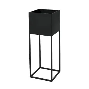 Set of 2 Indoor Square Black Metal Planters