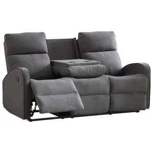 3+2 Manual Reclining Sofa Set with Cup Holders in Dark Grey Fabric - Parma