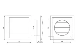 Grey Duct Gravity Flaps 190mm x 190mm / 125mm Vent Cover