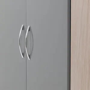 Nevada 2 Door Corner Wardrobe in Grey Gloss and Oak Effect Finish