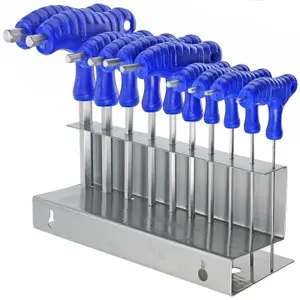 SPARES2GO 10 Piece T Handle Metric Hex Allen Key CR-V Screwdriver Set + Stand