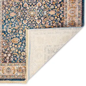 Charming Blue Boho Floral Area Rug for Elegant Home Décor