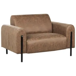 Beliani Modern Armchair ASKIM Fabric Brown