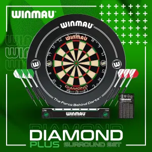 Winmau Professional Dart Set includes Diamond Plus Dartboard, Black Surround, 2 Sets of Darts, Official Oche Line