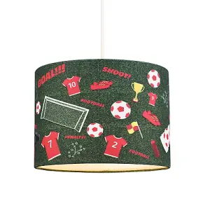 Red and White Themed Football Cotton Fabric Lamp Shade with Grass Background